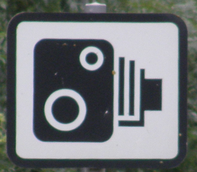 UK - Ireland Road Sign showing a Camera