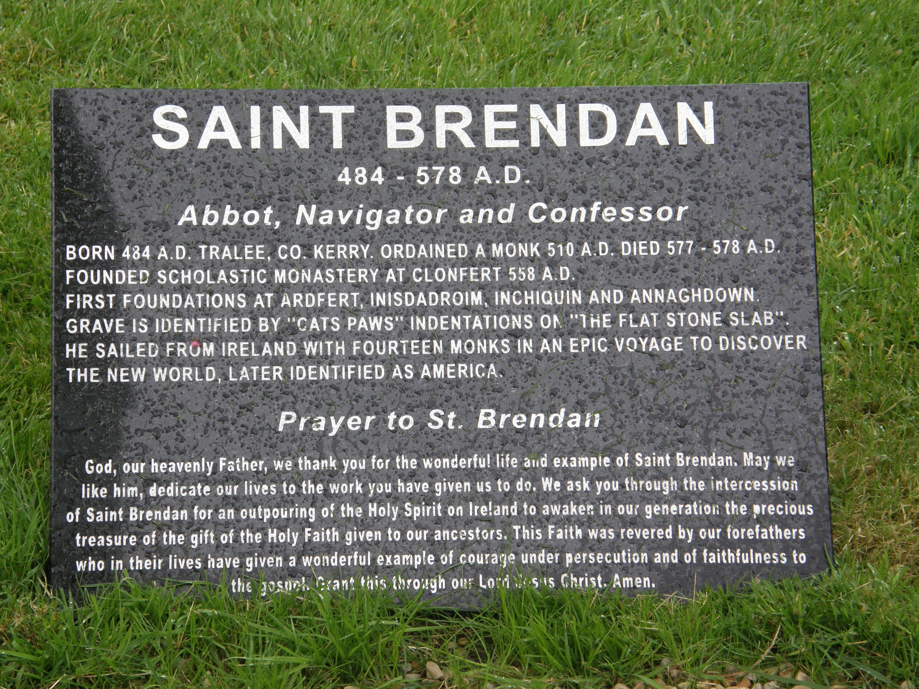 Headstone on St. Brendan's Grave