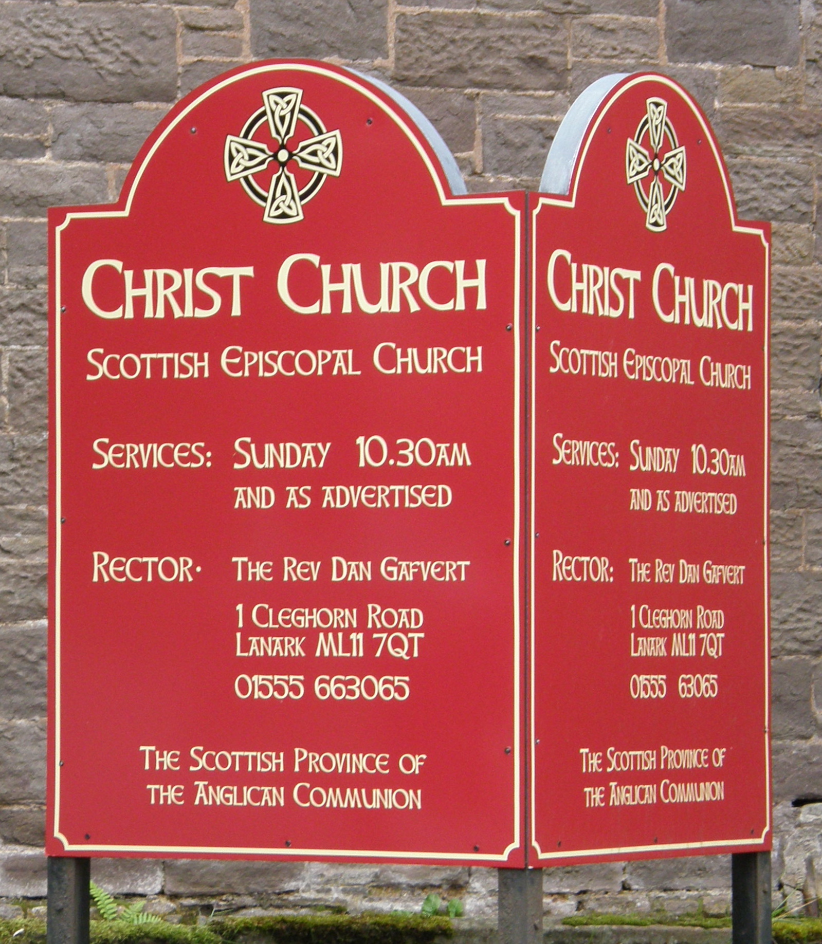 Sign, Christ Church, Lanark