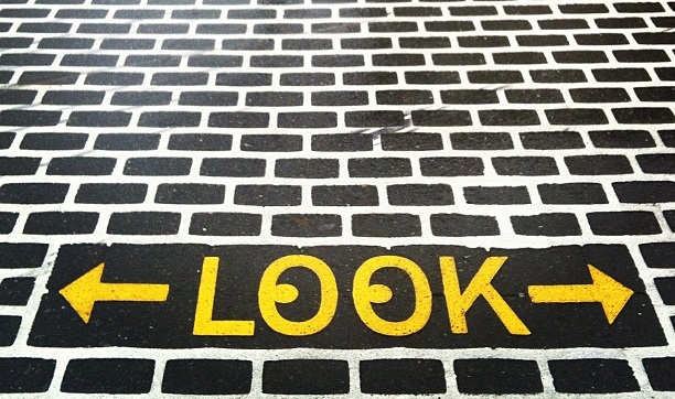 Look Pavement Sign