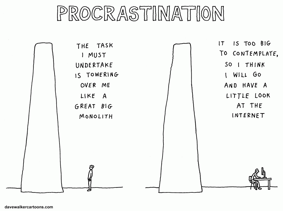 Procrastination Cartoon by Dave Walker